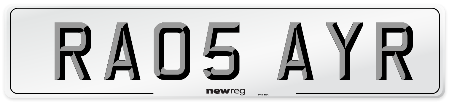 RA05 AYR Number Plate from New Reg